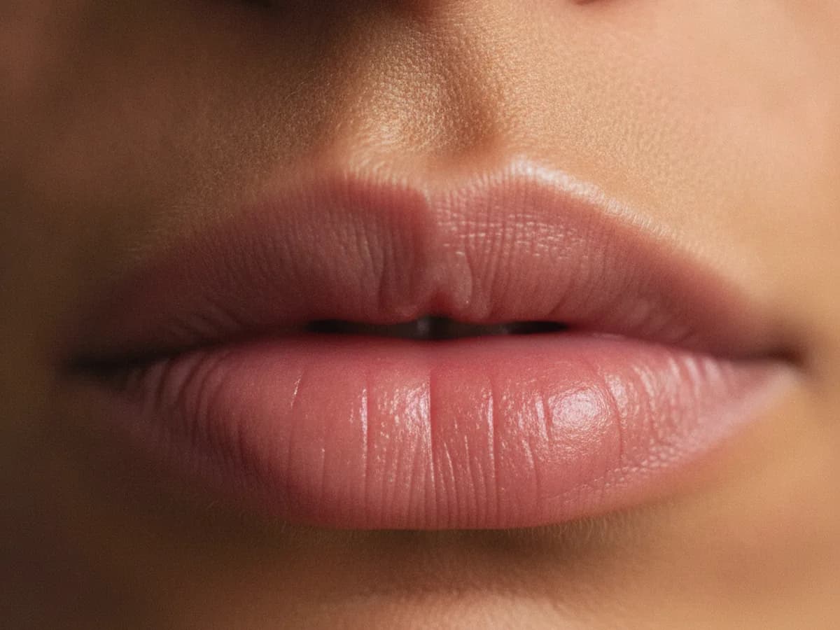 Nahaufnahme voller, natürlich getönter Lippen nach der Behandlung